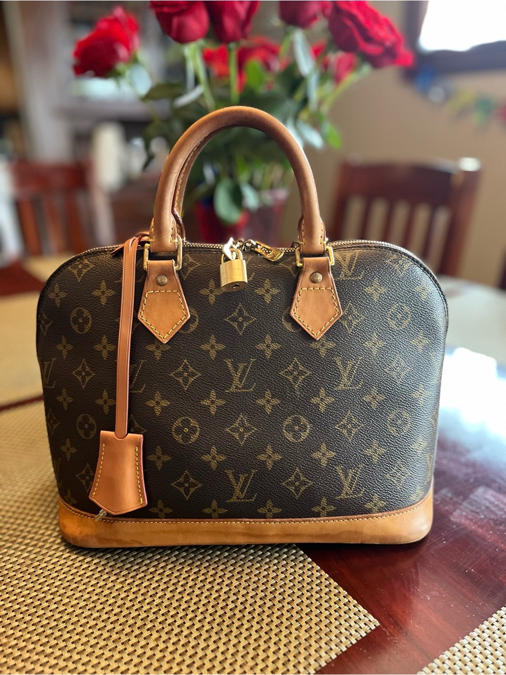 Louis Vuitton Alma PM Monogram Canvas Top Handle Bag Satchel Vintage